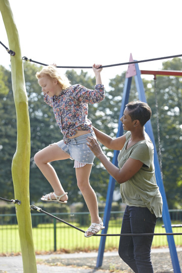 Mum and girl in park