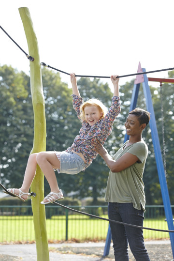 Mum and girl in park