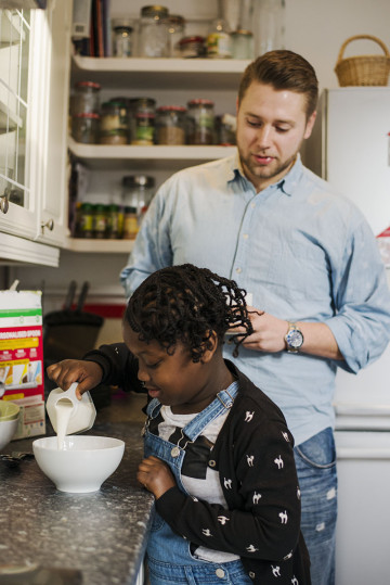 Dad with daughter in the kitchen