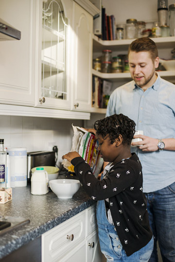 Dad with daughter in the kitchen