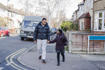 Dad and daughter walking