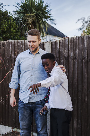 Dad with son in garden