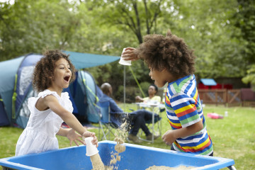 Having fun at the sand pit