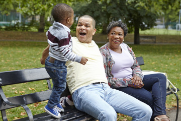 Having fun on the park bench