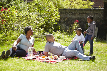 Having a picnic in the park