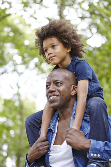 Dad and son on shoulders