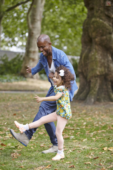 Dad and daughter in park