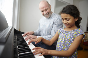 Practicing the piano