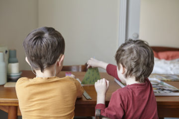 Children looking away from camera