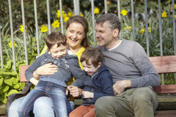 Family on bench