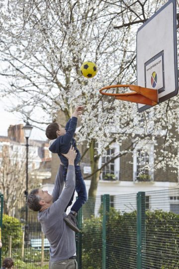 Dad and son playing