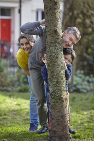 Family play hide and seek