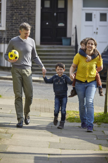 Family going for a walk