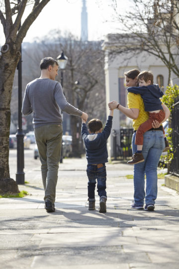 Family waking away from camera