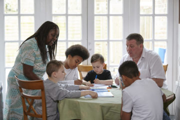 Working round the kitchen table