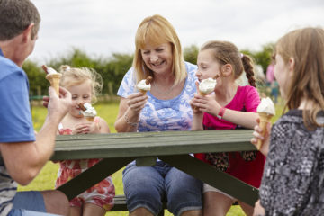 Family on bench together