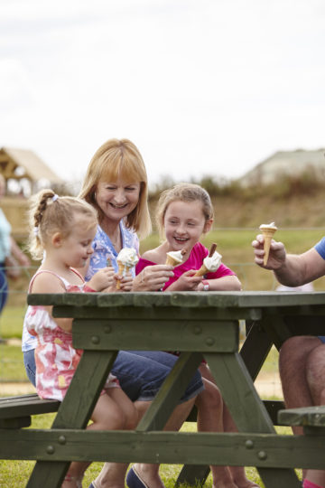 Family on bench