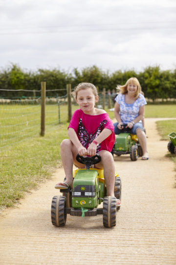 Family on tractors