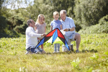 Family using kite