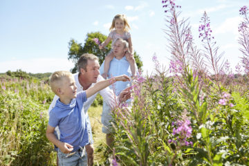 Family with flowers